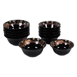 ceradeco 33 Pcs Printed Black Opalware Glossy Printed Dinner Set image 5
