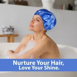 anchalecom Unisex Reusable Shower Cap Waterproof Hair Protection Bath Cap Travel Friendly image 4