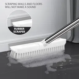 seox 2 in 1 Tiles Cleaning Brush Floor Scrub with Long Handle 120° Rotatable Bathroom Plastic Wet and Dry Brush image 2