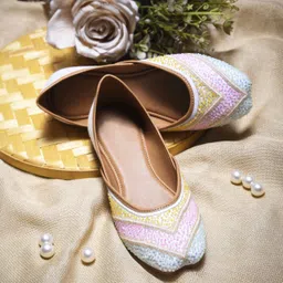 froh feet Women's Ethnic Jutti with Sequin Detailing | Festive Party Wear Mojari Bellies For Women-picture-22