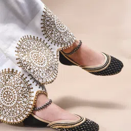 froh feet Jutis Mojaris Ethnic Mule Slip On Slip On For Women image 4