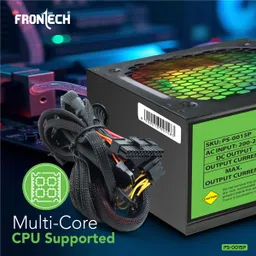 Frontech Ultima Power Supply with 120mm RGB Fan, ATX 12V, DC-DC PFC,2 Molex, PCI-E (6+2), 650 Watts Gaming PSU with 4 SATA Cables image 4
