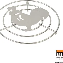 btl Round Table Ring, Design Chicken, Iron (Hot Pot Stand) (Trivet) (WDA-TR-Chicken) Chrome Trivet image 2