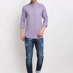 cross court Men Solid Pure Cotton Straight Kurta image 5