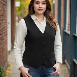 cadmon Solid Women Waistcoat-picture-23