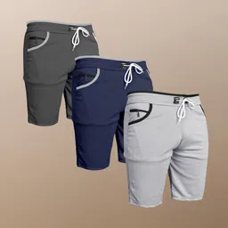 wereko Pack of 3 Solid Men Dark Grey, Silver, Dark Blue Sports Shorts, Casual Shorts, Gym Shorts-picture-10