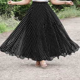 3buddy fashion Women Self Design, Polka Print Flared Black, White Skirt-picture-23