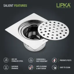 lipka Floor Stainless Steel Push Down Strainer image 3