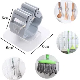 webdealz Anti-Slip, Wall Mounted Self Adhesive Reusable Broom Mop Hook x3.622 (Pack of 3) Hook 1 image 2