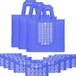 kuber industries Pack of 12 Smile Print Foldable Grocery/Shopping Bags For Women | Dark Blue Pack of 12 Grocery Bags-picture-33