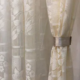 jubilant home fashion 210 cm (7 ft) Net Semi Transparent Door Curtain (Pack Of 2) image 3