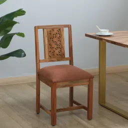 woodsworth from pepperfry Vivant Acacia Wood Dining Chair In Scratch Resistant Natural Finish (Set of 2) image 1