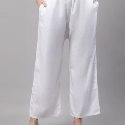 bamboo breeze Women Flared White Viscose Rayon Trousers-picture-17
