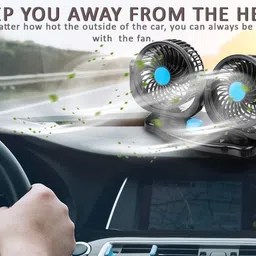 selifaur F259 - Mitchell 12V DC Electric Car Fan for Dashboad 360 Degree Rotatable Dual Head Car Auto Cooling Air Fan Mercedes E250 Car Interior Fan image 3