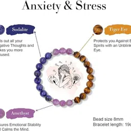 gemvastu Stone, Amethyst, Crystal, Tiger's Eye Beads, Agate, Crystal Bracelet image 2
