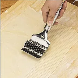jestnest Stainless Steel Roller Noodle Cutter Docker Dough Cutter Tool Kitchen Helper Double Ended Pizza Cutter-picture-11
