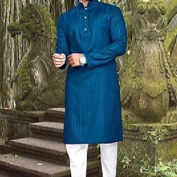 langit Men Cotton Blend Kurta Pyjama Set image 1
