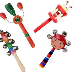 rainbowstore Colour Full Wooden Rattles Set Combo Pack For Babys (Pack Of 4) Rattle-picture-19