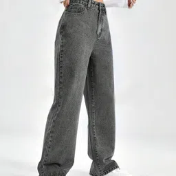 veltick Women Straight Fit High Rise Dark Grey Jeans image 3