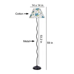 Blaise Multicolour Cottan Fabric Shade Club Floor Lamp With Iron Base By New Era image 3