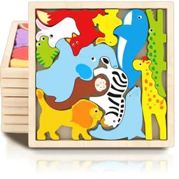 vhd Multicolor Wooden Animal Puzzle – Fun & Educational Toy for Kids W136-picture-11