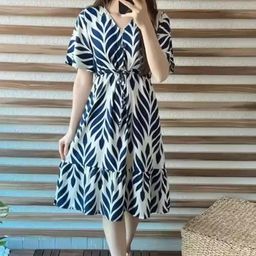 kanha Women A-line Blue Midi/Calf Length Dress-picture-39