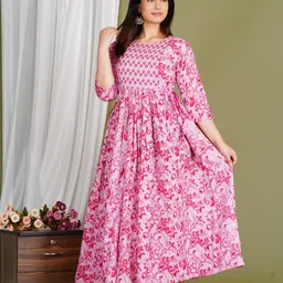 gujari Women Fit and Flare Pink Midi/Calf Length Dress-picture-24