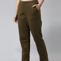 enamor Essentails Relaxed Fit Mid Rise Cotton Terry Lounge Pant for Womens-E401 image 3