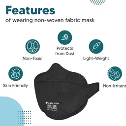 care view Anti Pollution Fender Premium N95 Mask, Head Loop Style (Pack of 5, Black), Protective Fold Flat N95 Mask with 6 Layers Filtration, Certified by DRDO & ISI (BIS) Headloop Fender Mask image 3