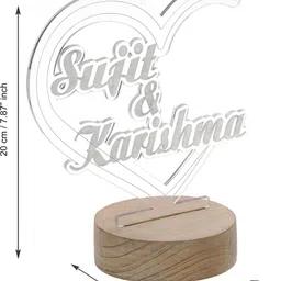 ecraftindia Personalized Names Design Carved on Acrylic & Wood Base Night Lamp Night Lamp image 4