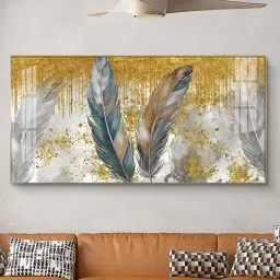 the next decor Feather Harmony Glass Finish Horizontal Wall Art image 1