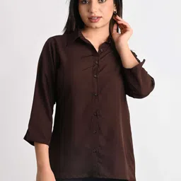 rahul traders Women Regular Fit Solid Spread Collar Casual Shirt image 2