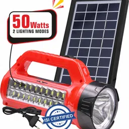pick ur needs Bright LED Rechargeable Flashlight 50W + 20 SMD Side Handheld with Eco Friendly Solar Panel (3W+9V)Color As Per Availability 6 hrs Torch Emergency Light image 1