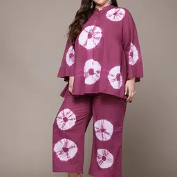 Readiprint Fashions Plus Size Tie & Dye Dyed Pure Cotton Top With Palazzos image 4