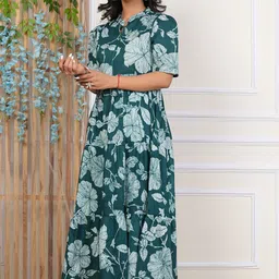 priyagani garments Printed Pure Cotton Stitched Flared/A-line Gown image 3