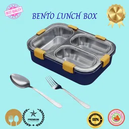 moira international Compartment -3 Sealed Leak Proof Stainless Steel For Kid's & Adult_B169 3 Containers Lunch Box-picture-19