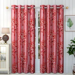 panipat textile hub 274 cm (9 ft) Polyester Semi Transparent Long Door Curtain (Pack Of 2) image 1