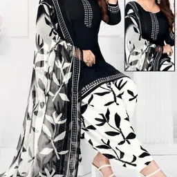 kurtiko Unstitched Crepe Salwar Suit Material Printed-picture-12