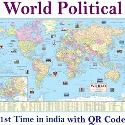 World Political Map Wall Poster, with QR Code, Paper Print, 100x70 cm Set of 1 Paper Print-image-3