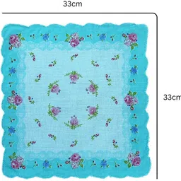 Gopika Cotton Handkerchiefs with Border Design - 33x33cm (Pink, Green, Yellow, Orange) ["Multicolor"] Handkerchief image 2