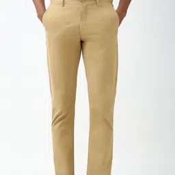peter england Men Slim Fit Green Pure Cotton Trousers-picture-17