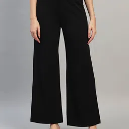 dna crafted with love Women Relaxed Black Cotton Blend Trousers-picture-16