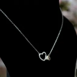 silvmw 925 sterling silver double heart pendant necklace Sterling Silver Charm Set-picture-15