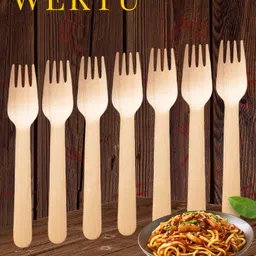 wektu Generic Wooden Fork/Food Grade/Smooth Edge/100PC/02 Disposable Wooden Dinner Fork Set-picture-10