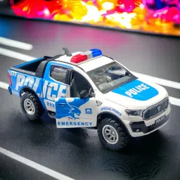 sabirat Hawk Police Trailblaste Car, Pull Back Action, Emergency Squad, Openable Doors image 1