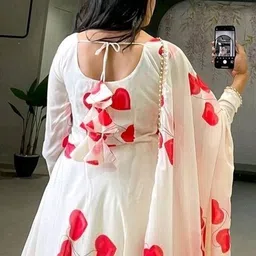 aarna fashion Printed Georgette Stitched Flared/A-line Gown image 2