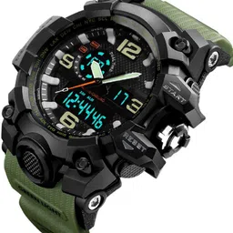 harbor Popular green PU strap watch, perfect for adventurous boys Analog-Digital Watch - For Boys Dynamic sports watch featuring a green wrist strap image 2