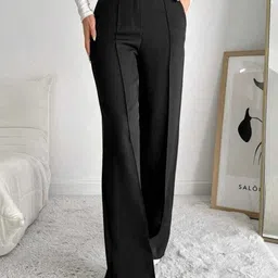 next one Women Loose Fit Black Polyester Trousers image 2