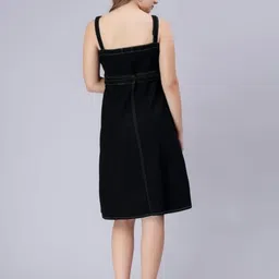 codaisy Women A-line Black Knee Length Dress image 3