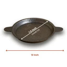 getkitch.in Raised Edge 7.9 Inch Induction Friendly Black Cast Iron Tawa image 3